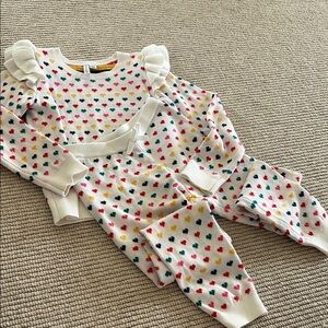 Colorful Heart Print Kids Pajamas